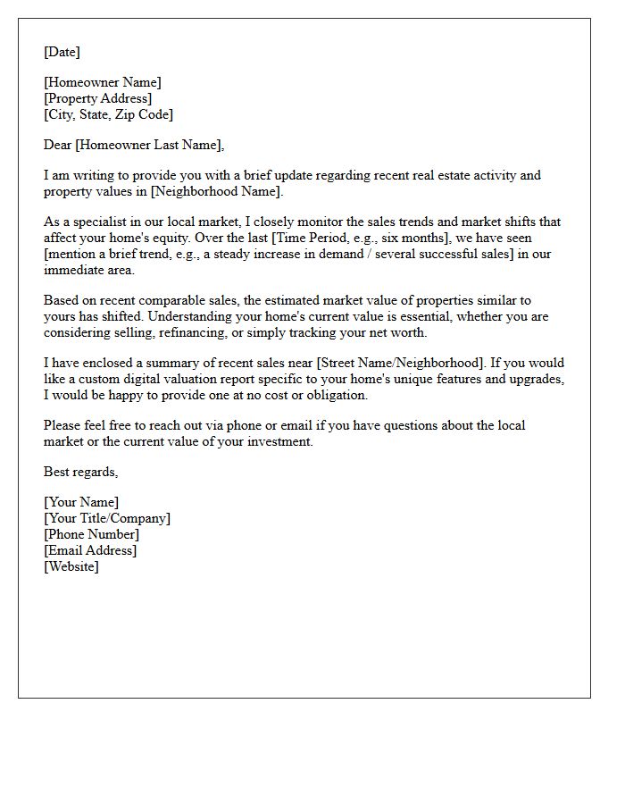 Local Neighborhood Property Value Update Letter