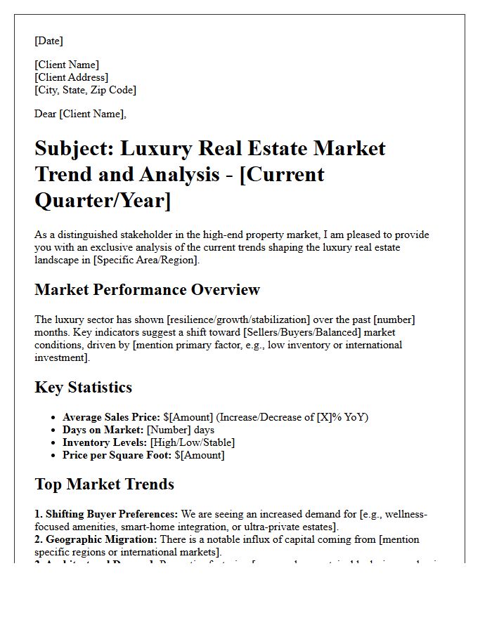 Luxury Real Estate Market Trend and Analysis Letter