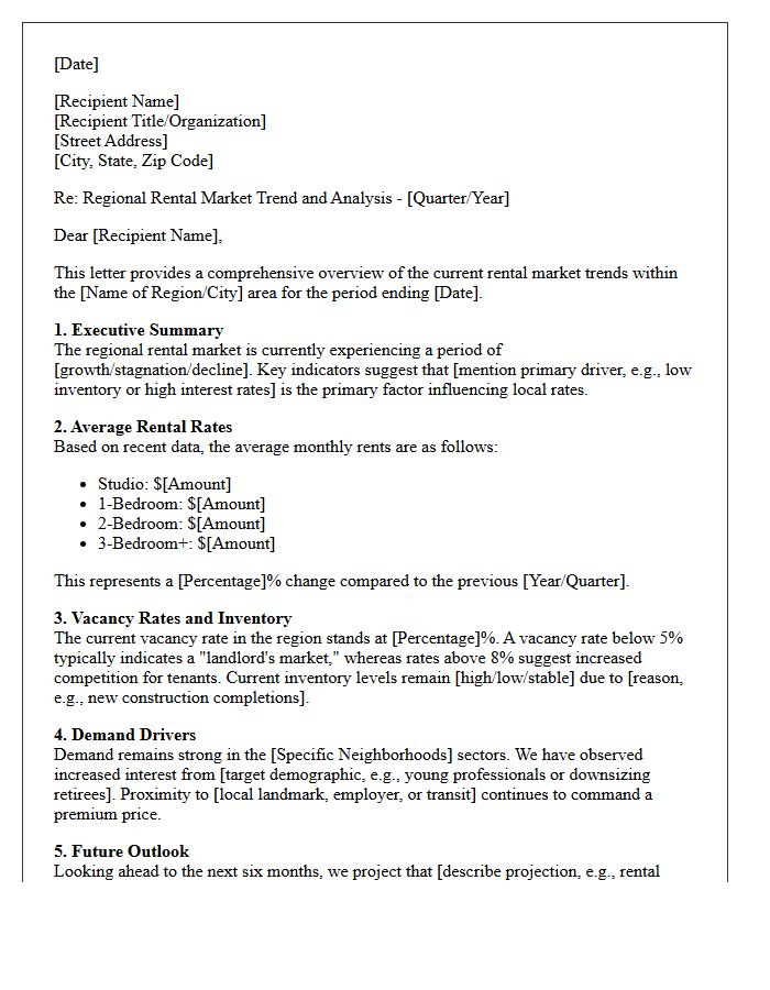 Regional Rental Market Trend and Analysis Letter