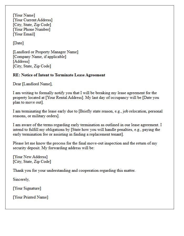 Lease Agreement Breakdown Letter