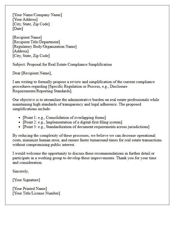 Real Estate Compliance Simplification Letter