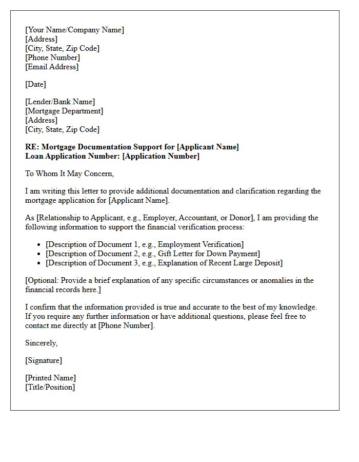 Mortgage Documentation Support Letter