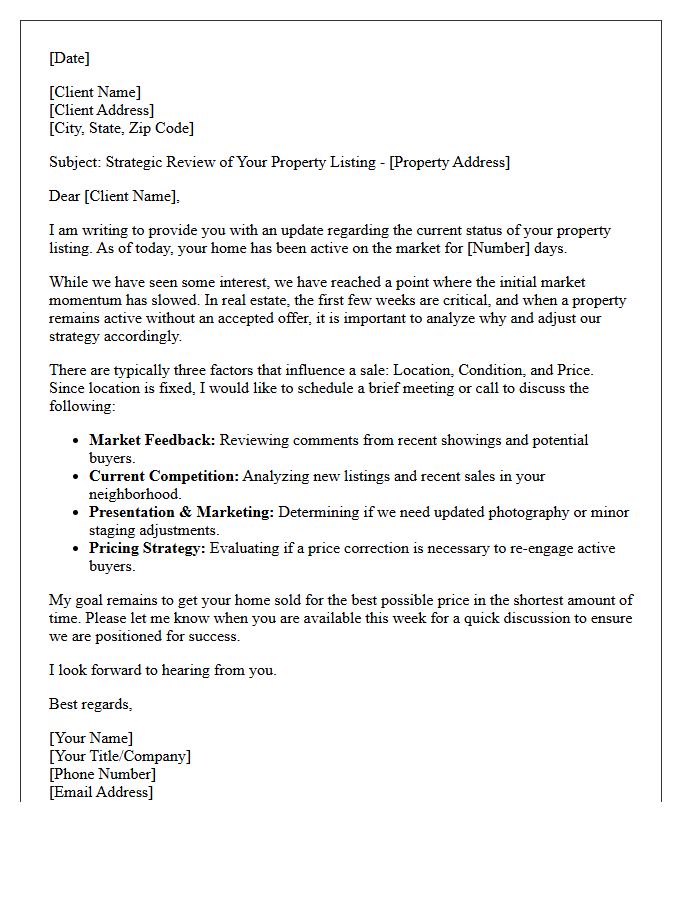 Active Listing Stagnation Discussion Letter