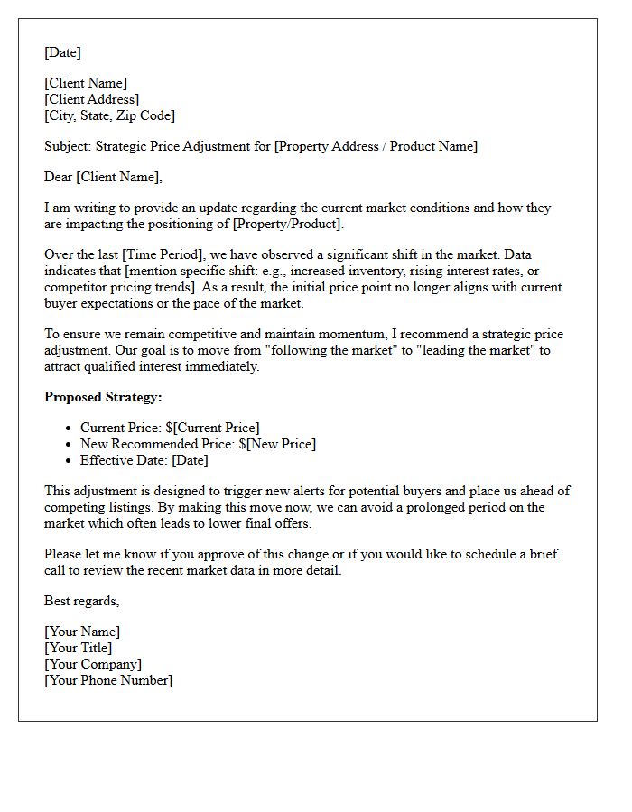 Market Shift Price Reduction Strategy Letter