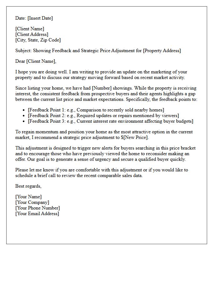 Showing Feedback Price Reduction Strategy Letter