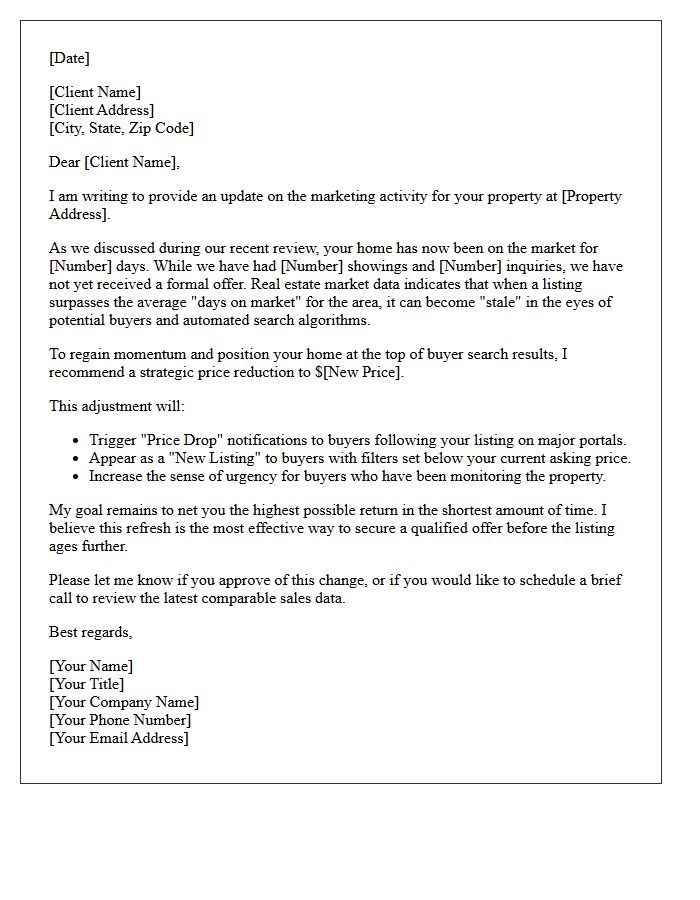 Stale Listing Refresh Price Reduction Letter