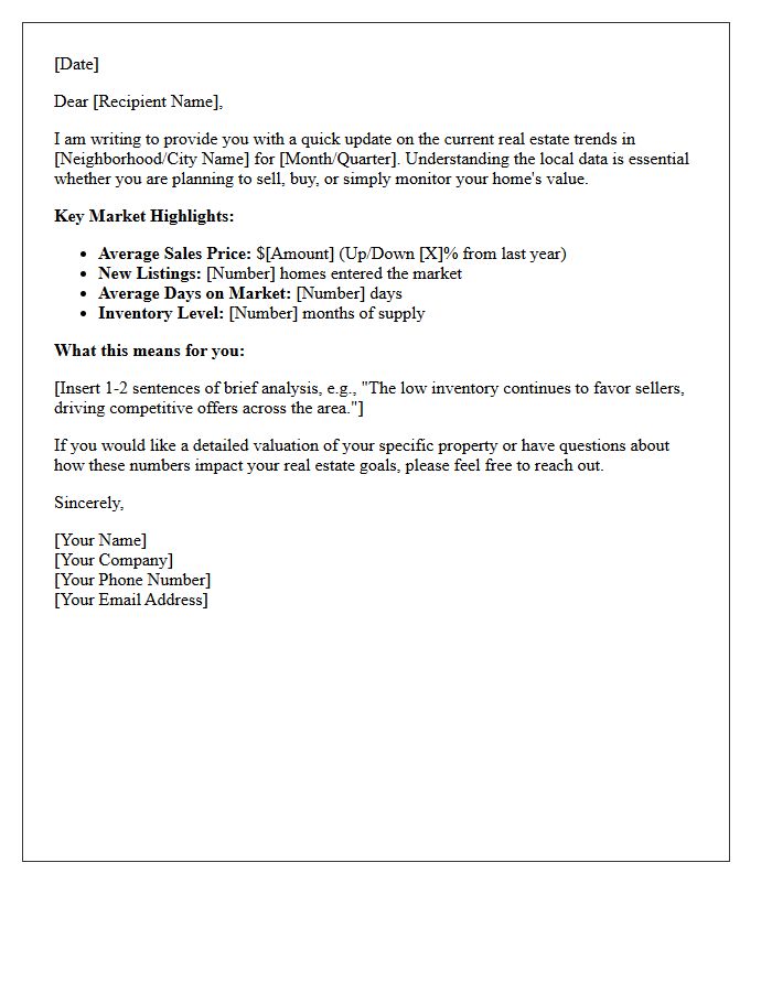 The Local Market Statistics Update Letter