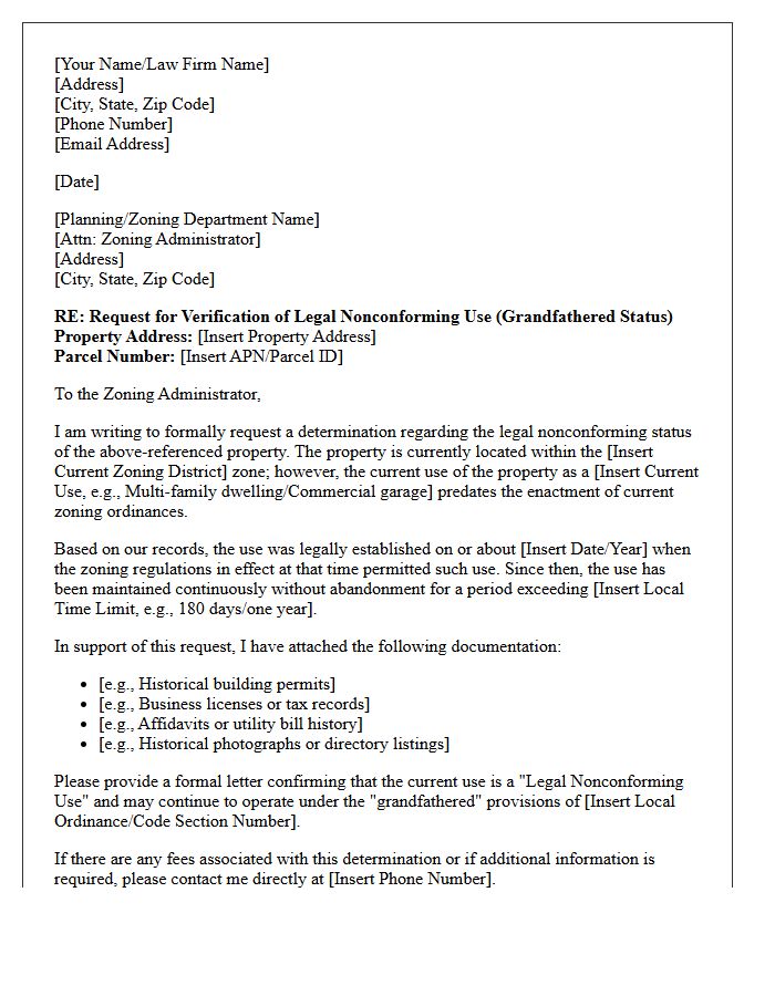 Legal Nonconforming Use Zoning Letter