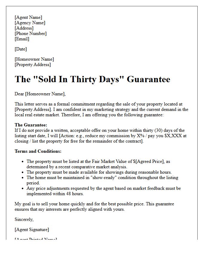 The Sold In Thirty Days Guarantee Letter