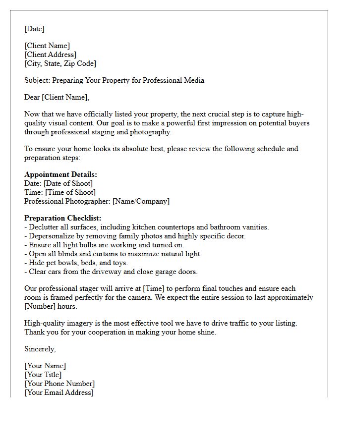 The Professional Staging And Photography Letter