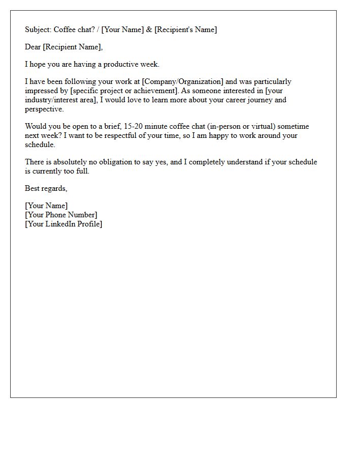 The No Obligation Coffee Chat Invitation Letter