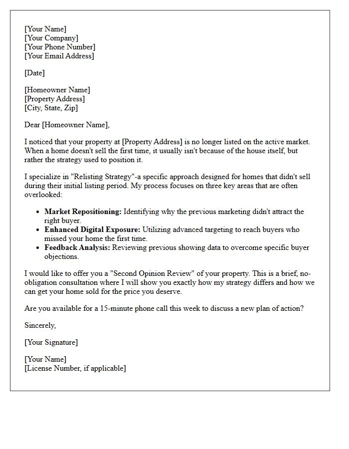 The Relisting Strategy For Expired Homes Letter