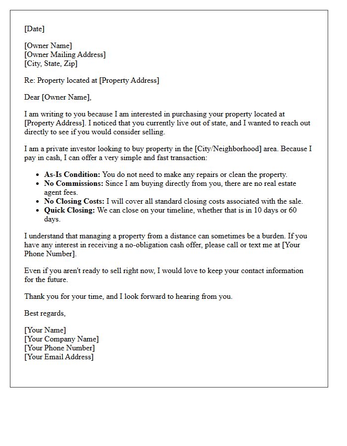 Out-Of-State Absentee Owner Cash Offer Letter