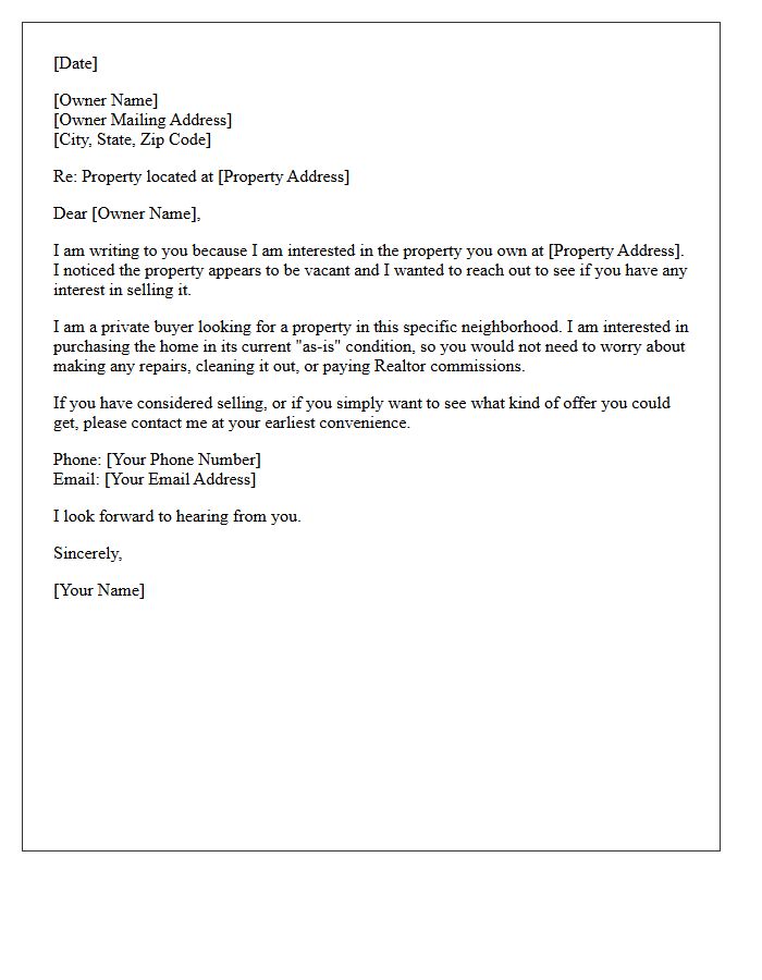 Vacant Property Absentee Owner Inquiry Letter
