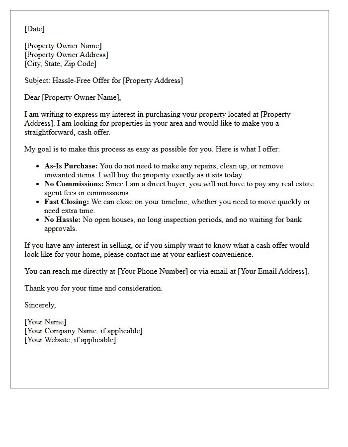 Hassle-Free As-Is Property Purchase Letter