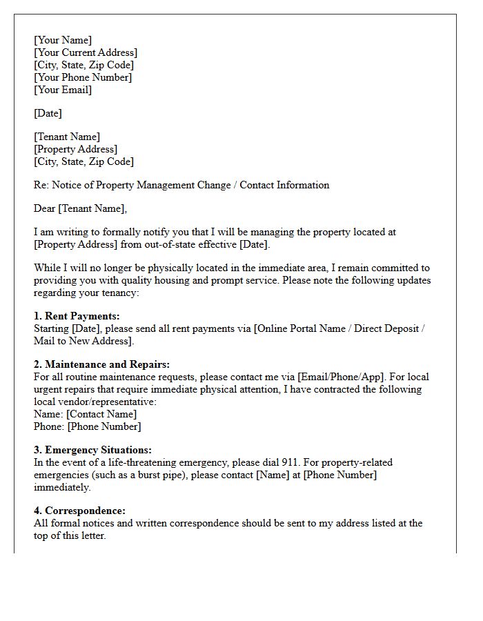 Out-Of-State Landlord Property Management Letter
