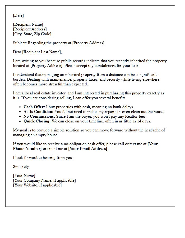 Inherited Property Absentee Owner Solution Letter