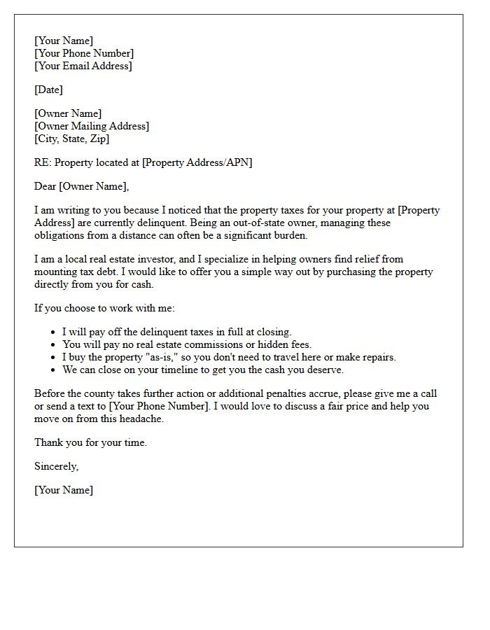 Tax Delinquent Out-Of-State Owner Relief Letter