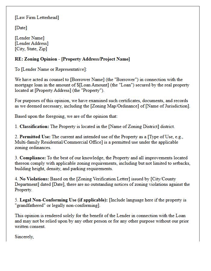 Lender Required Zoning Opinion Letter