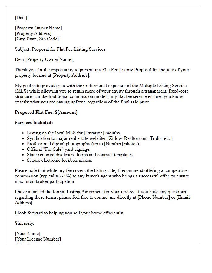 Flat Fee Listing Agreement Proposal Letter