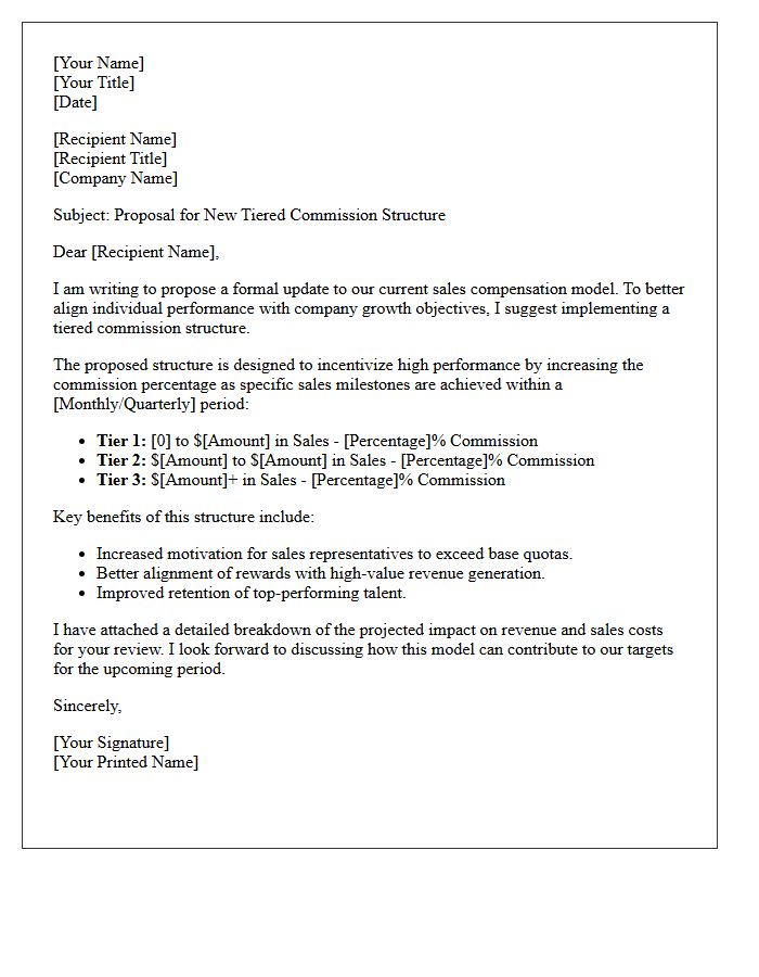 Tiered Commission Structure Proposal Letter
