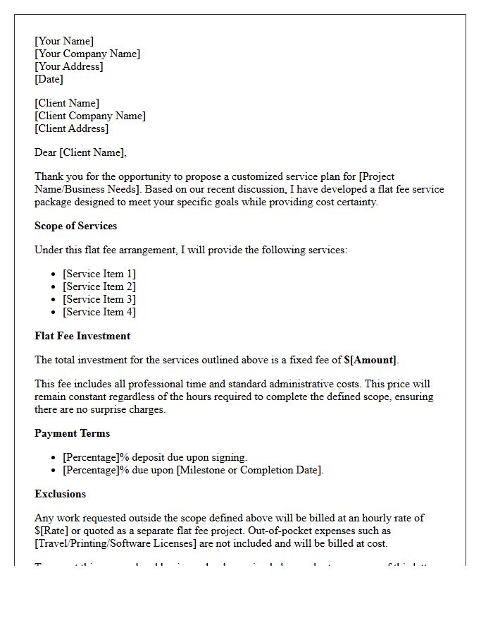 Customized Flat Fee Services Proposal Letter