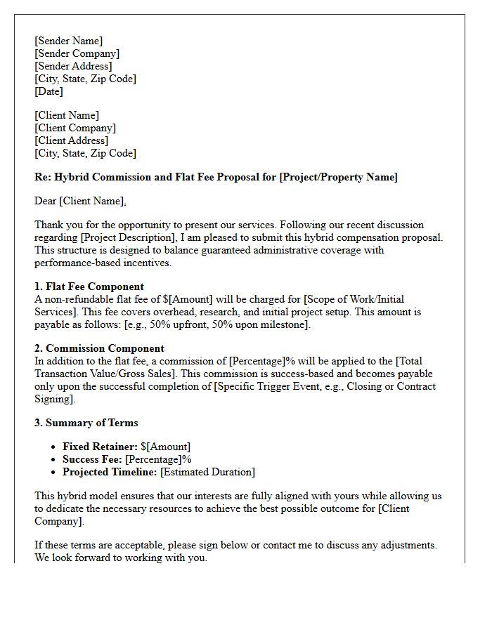 Hybrid Commission and Flat Fee Proposal Letter