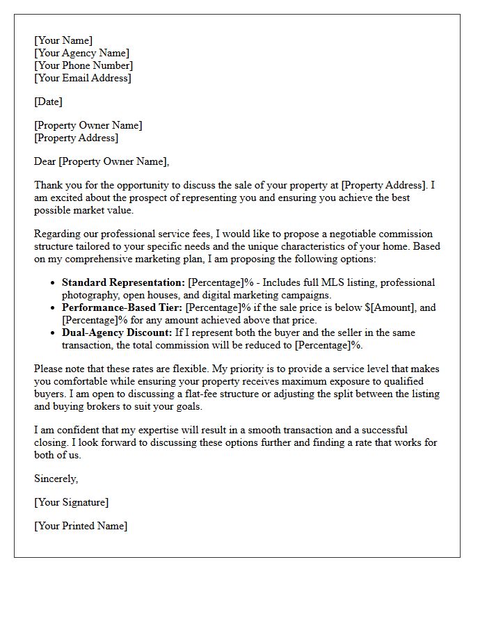 Negotiable Real Estate Commission Proposal Letter
