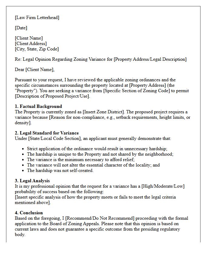 Zoning Variance Legal Opinion Letter