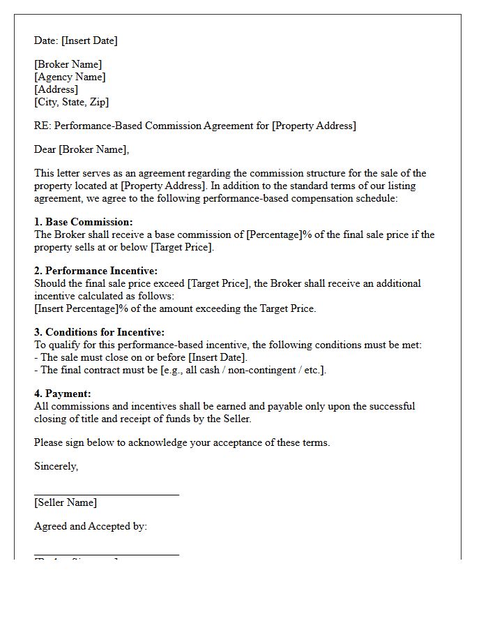 Performance-Based Real Estate Commission Letter
