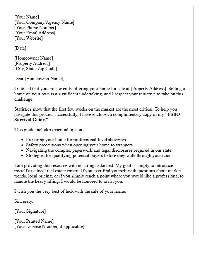 Free For Sale by Owner Survival Guide Introduction Letter