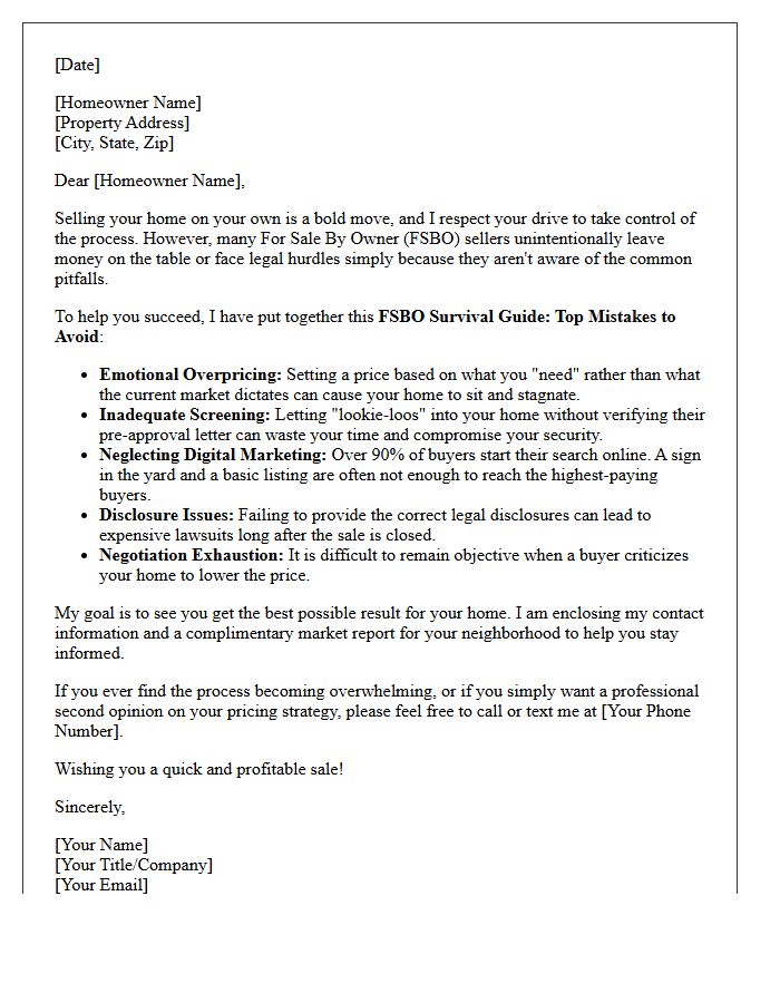Top Mistakes to Avoid FSBO Survival Guide Letter