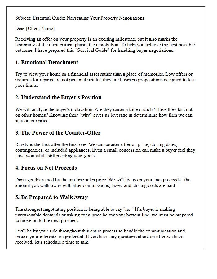 Handling Buyer Negotiations Survival Guide Letter