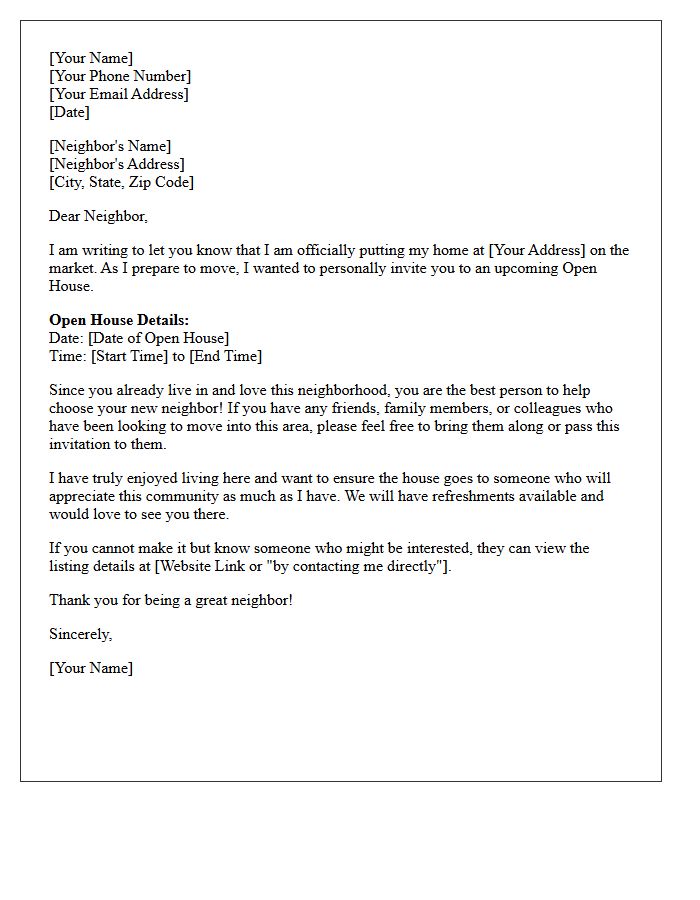 Hosting a Successful Open House FSBO Letter