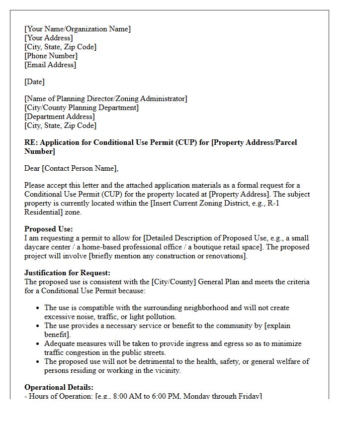 Conditional Use Permit Zoning Letter