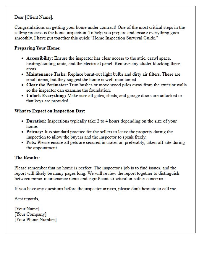 Navigating Home Inspections Survival Guide Letter