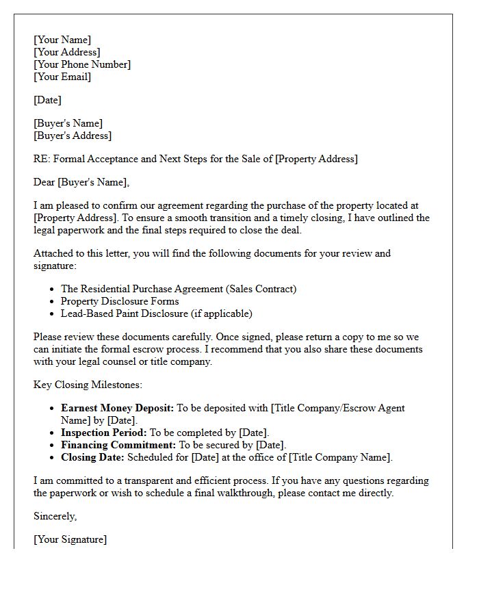 Legal Paperwork and Closing the Deal FSBO Letter