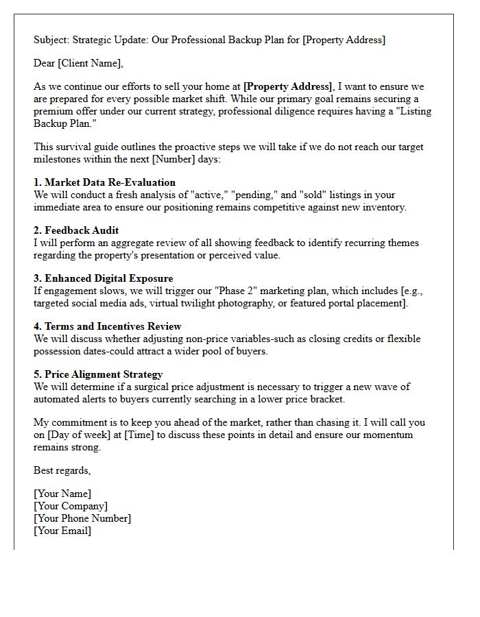 Professional Listing Backup Plan Survival Guide Letter