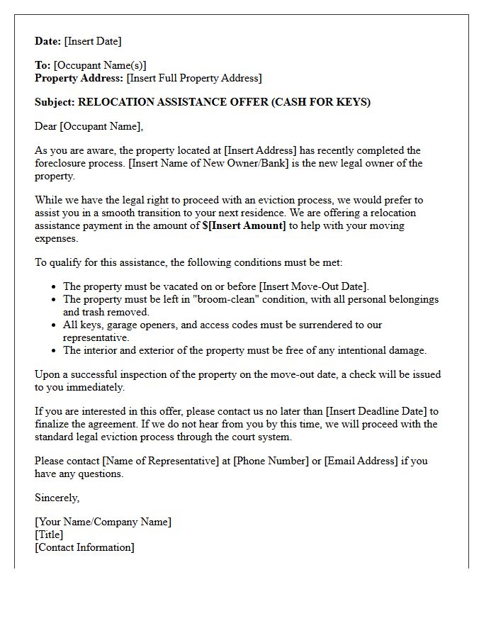 Foreclosure Eviction Relocation Assistance Letter