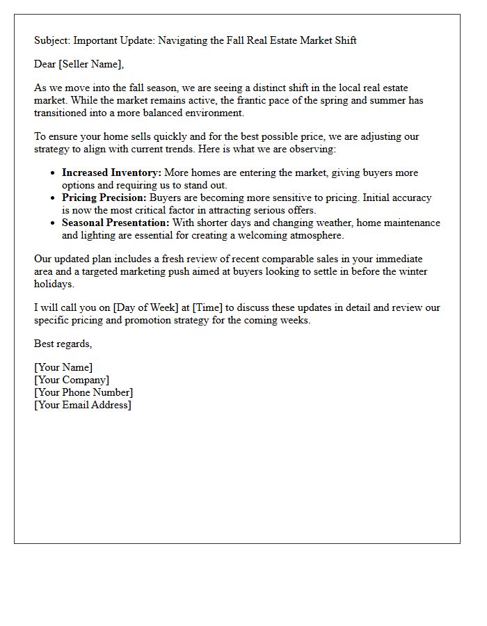 Fall Seller Market Shift Strategy Letter
