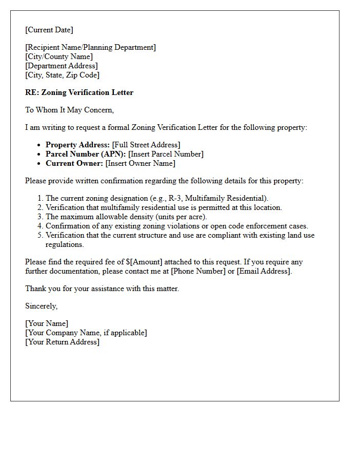 Multifamily Residential Zoning Letter
