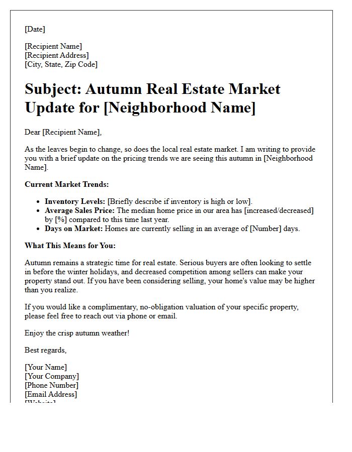 Autumn Real Estate Pricing Trend Letter