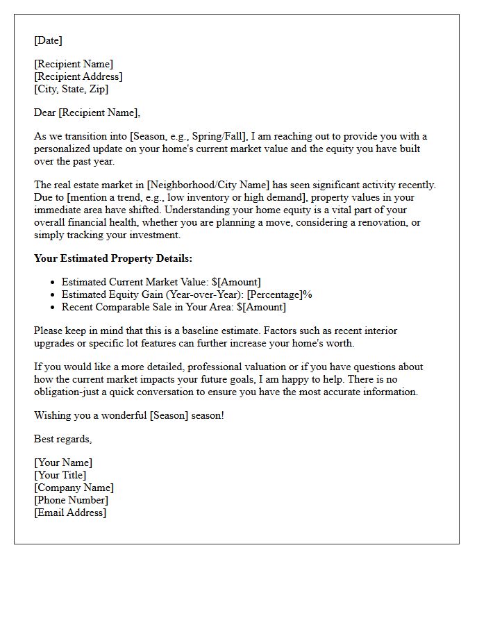 Seasonal Real Estate Equity Update Letter