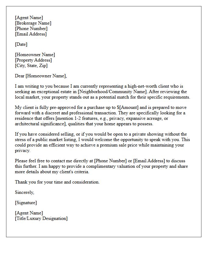 Luxury Estate Pre-Approved Buyer Match Letter