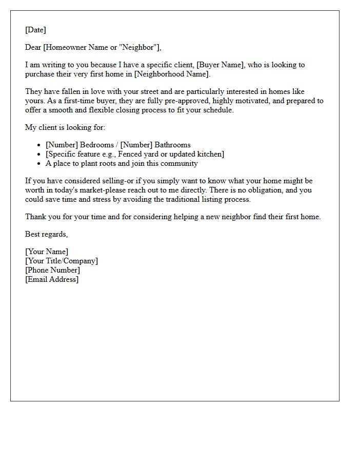 First-Time Homeowner Pre-Approved Buyer Match Letter