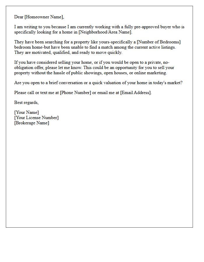 High-Demand Area Pre-Approved Buyer Match Letter