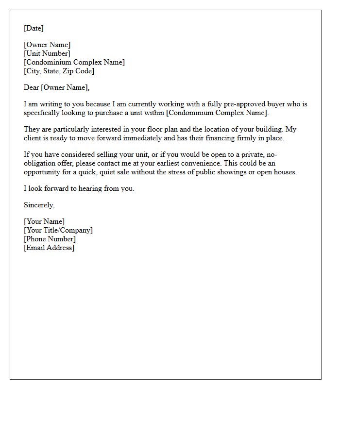 Condominium Complex Pre-Approved Buyer Match Letter