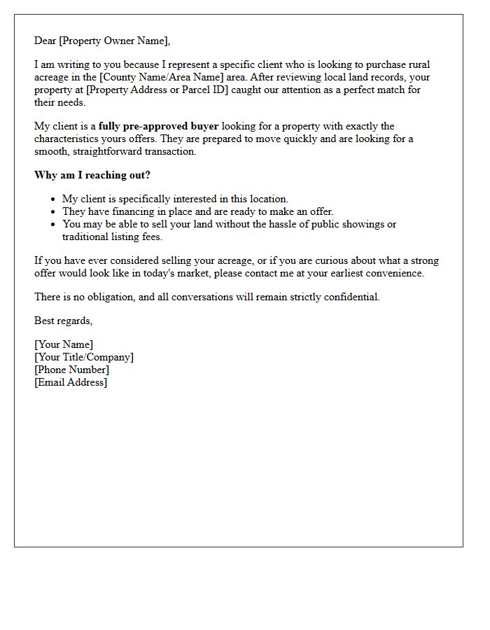 Rural Acreage Pre-Approved Buyer Match Letter