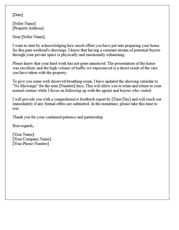 Seller Weekend Showing Exhaustion Acknowledgment Letter