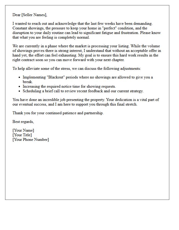 Seller Frustration and Showing Fatigue Support Letter